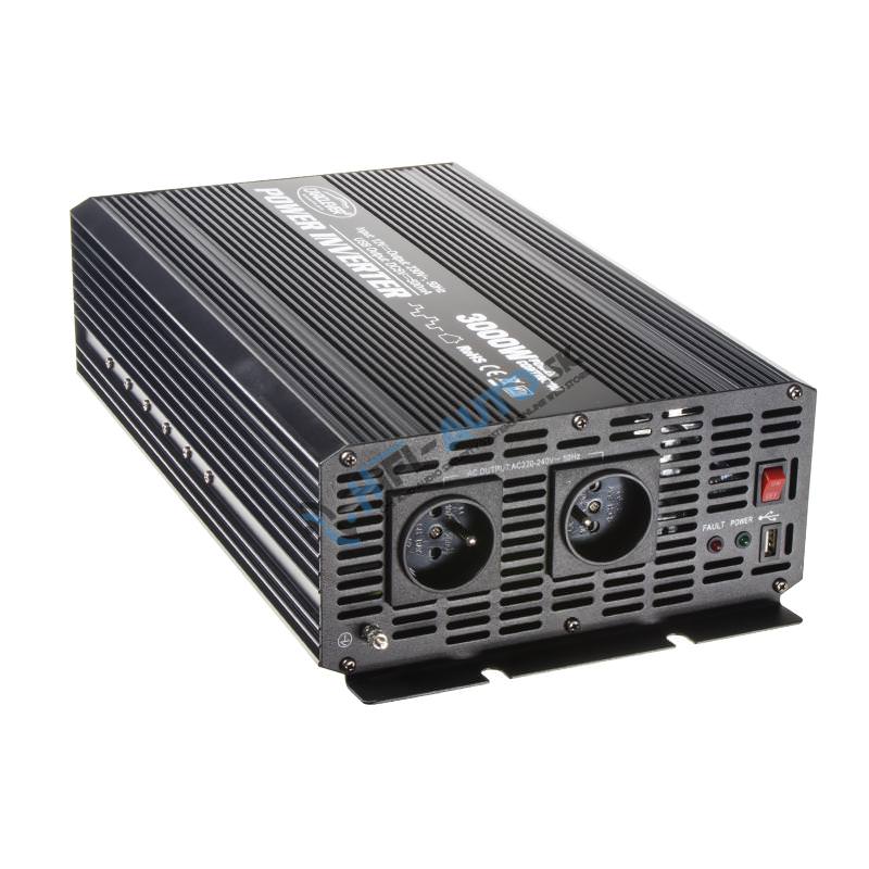 Menič napätia z 12/230V + USB, 3000 W