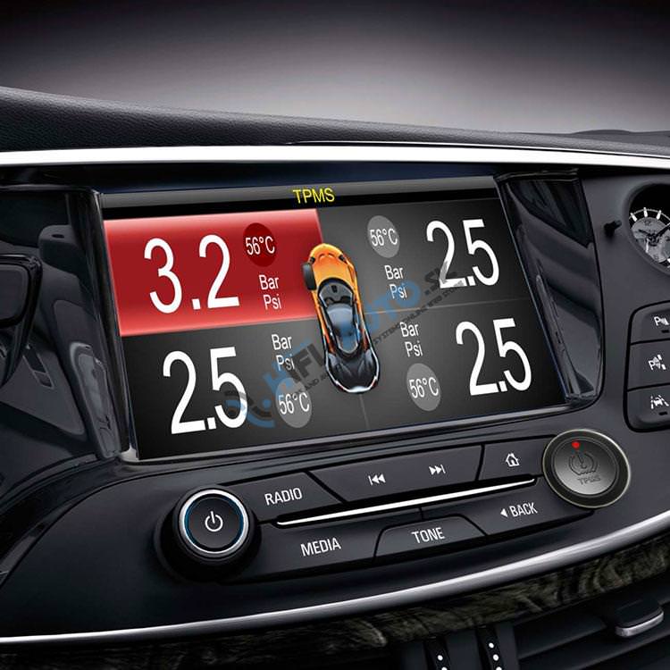 TPMS kontrola tlaku v pneumatike 4 externé čidla s výstupom na monitor