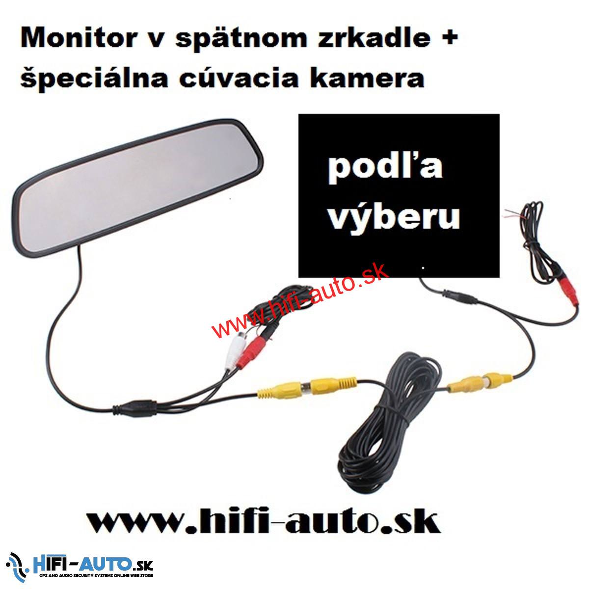 Špeciálna cúvacia kamera 170° uhol + 4,3" LCD v spätnom zrkadle