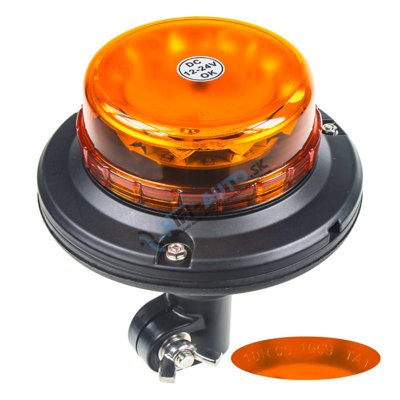 LED maják, 12-24V, 12x3W oranžový na držiak, ECE R65
