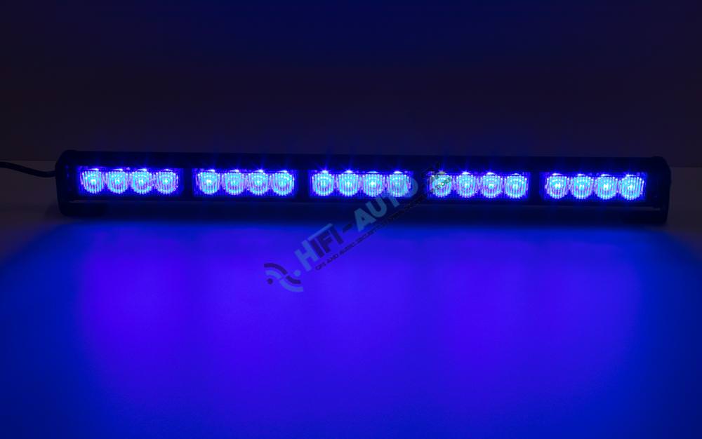 LED svetelná alej, 20xLED 3W, modrá 580 mm, ECE R10