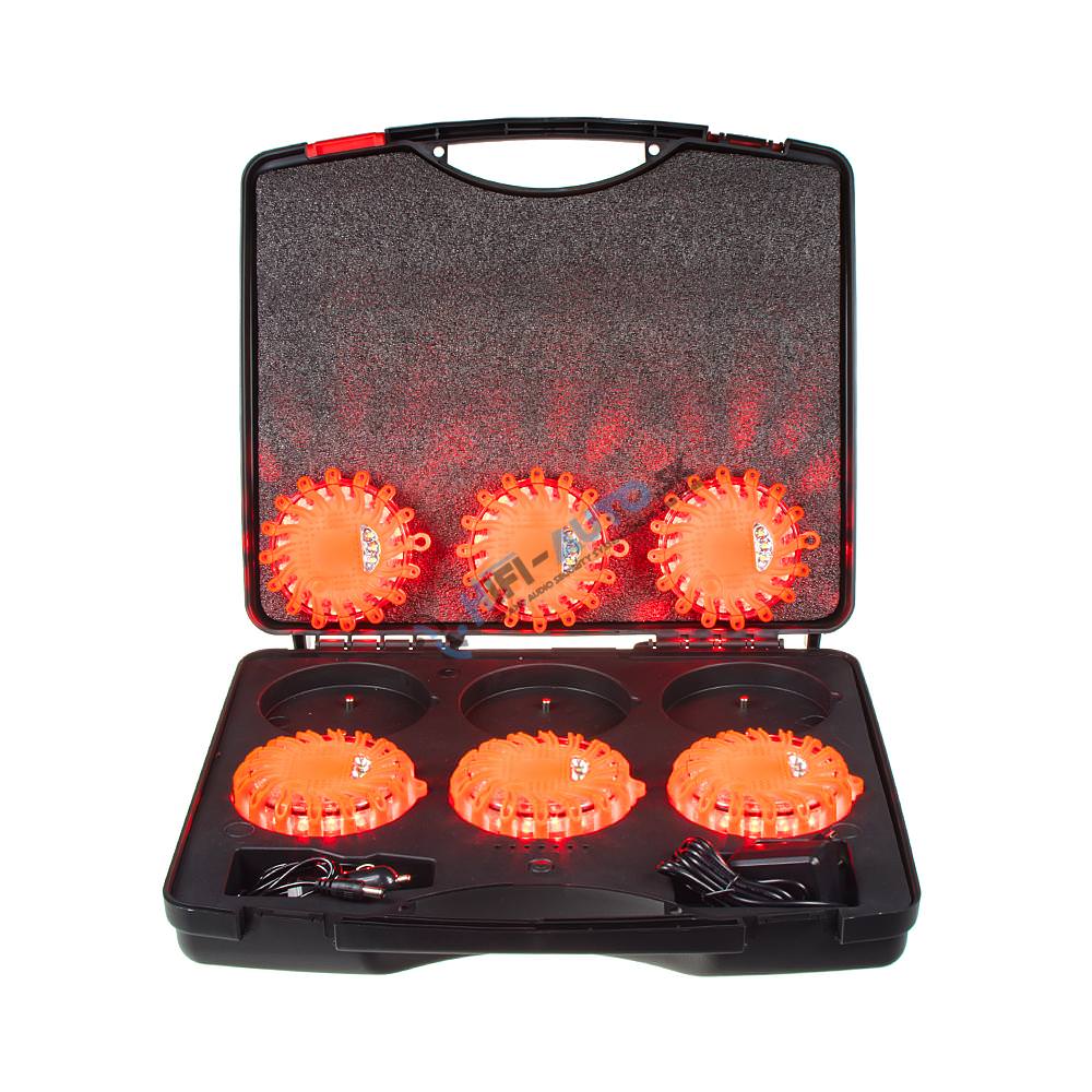 LED výstražné svetlo 16LED, červené, set 6ks