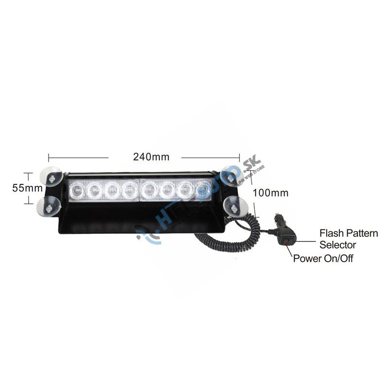 PREDATOR LED vnútorný, 8x3W, 12-24V, červeno-modrý, 240 mm