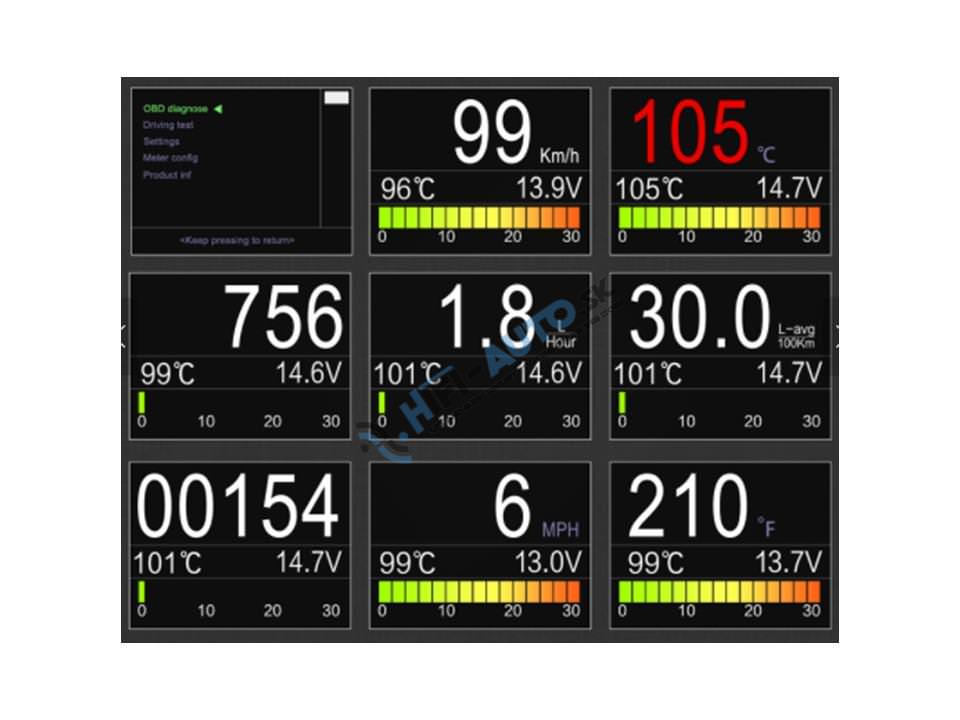 Palubný DISPLEJ 2,5" LCD, OBD, FULL
