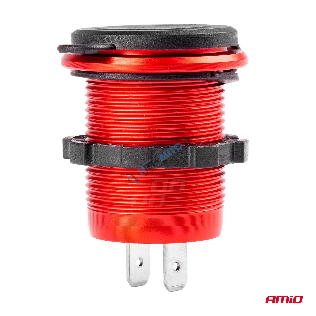 Vodotesná nabíjačka telefónu USB+USB-C 12/24V MOD-09