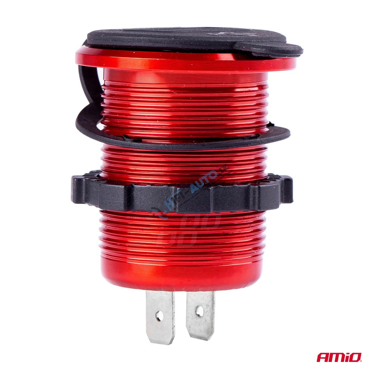 Vodotesná nabíjačka na telefón s digitálnym voltmetrom 2xUSB 12/24V MOD-11