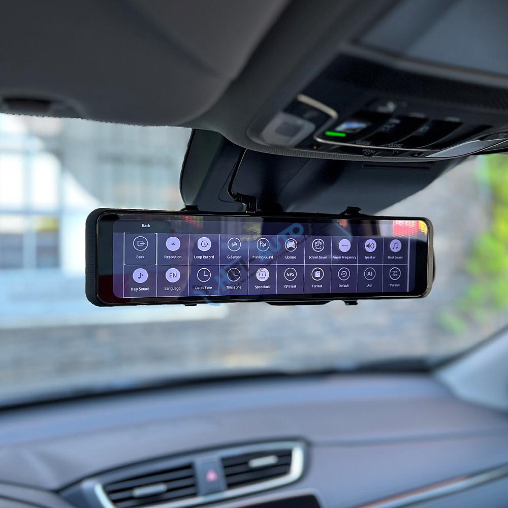 LCD monitor 11,26" s dual DVR kamerou v zrkadle pre montáž na zrkadlo, 4K + 1080P