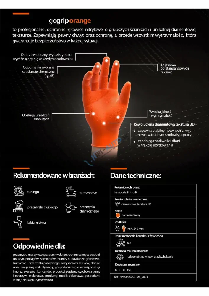 Nitrilové rukavice GoGrip oranžové veľkosti XXL, 50 ks