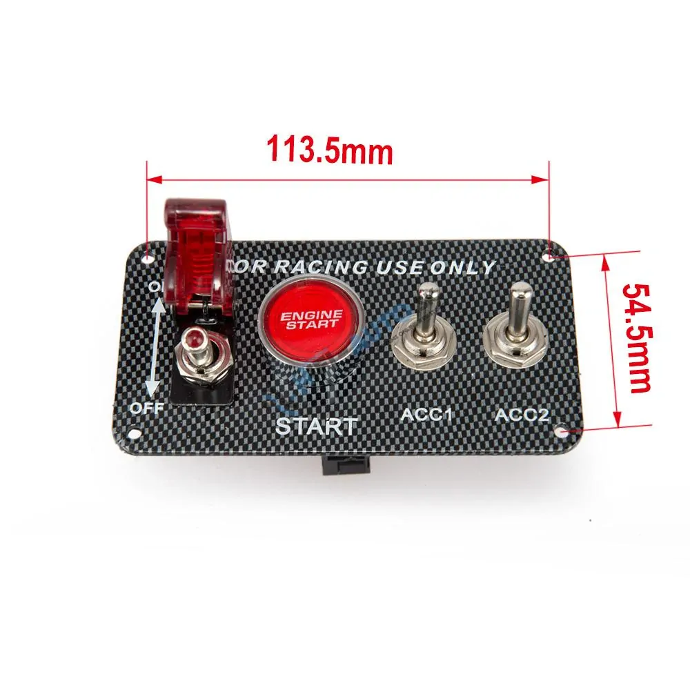 Panel s 3x spínačmi + tlačidlo ŠTART, 12V