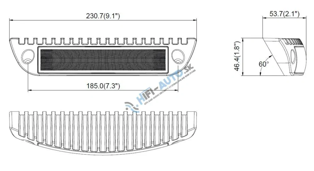 LED svetlo nástenné, biele, 18x1W, 231x46x54mm, ECE R10
