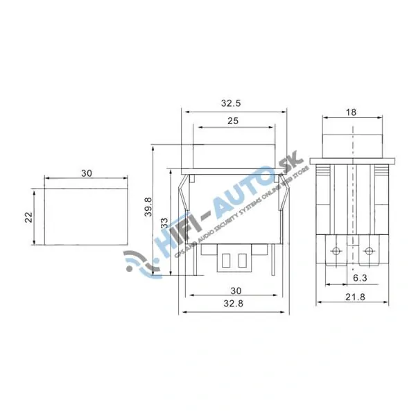 Tlačidlo veľké hranaté červené