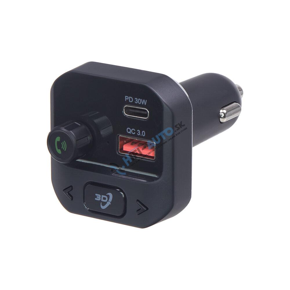Bluetooth/MP3/FM modulátor bezdrôtový s SD portom do CL s 3D stereo, USB-C / USB