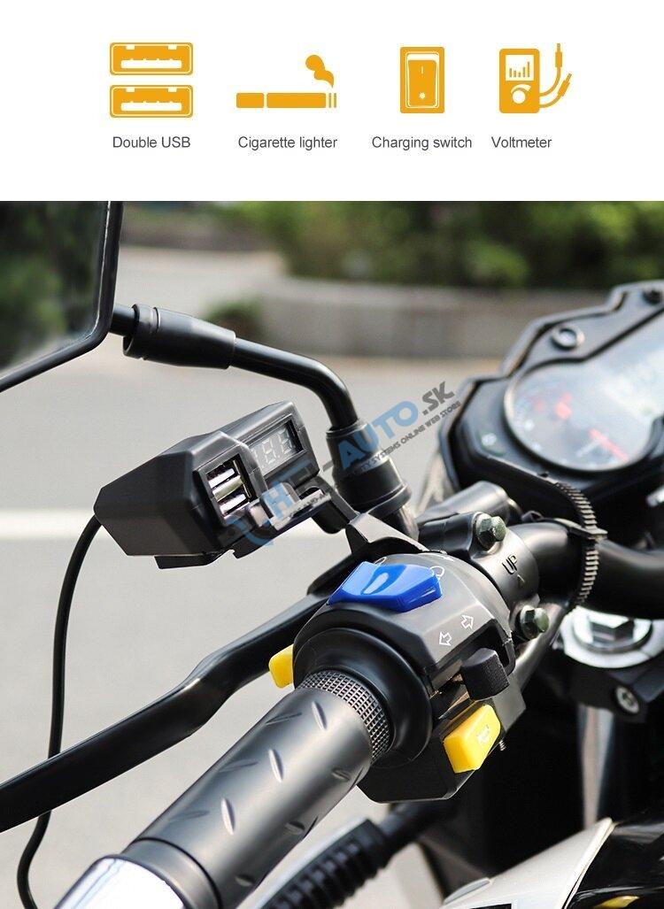 2x USB nabíjačka s voltmetrom na motocykel