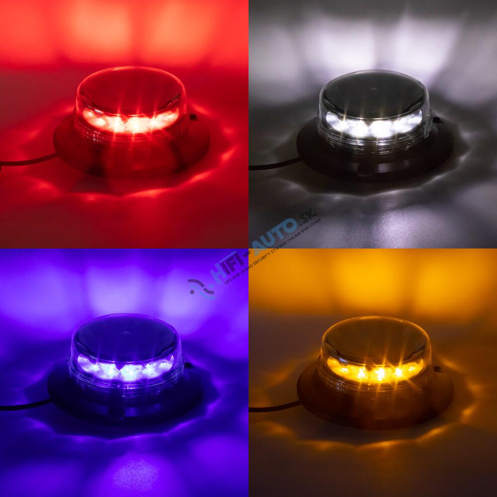 LED maják, 12-24V, 12x3W viacfarebný, magnet 