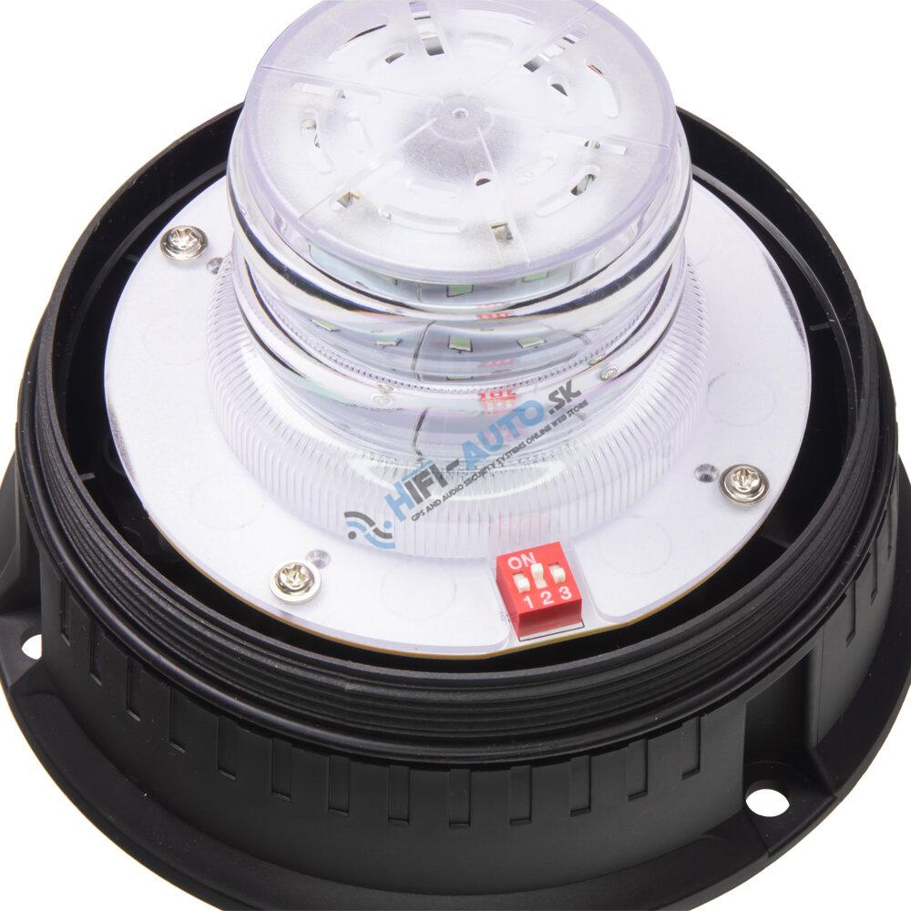 LED maják, 12-24V, 24xLED modrý, pevná montáž, ECE R65