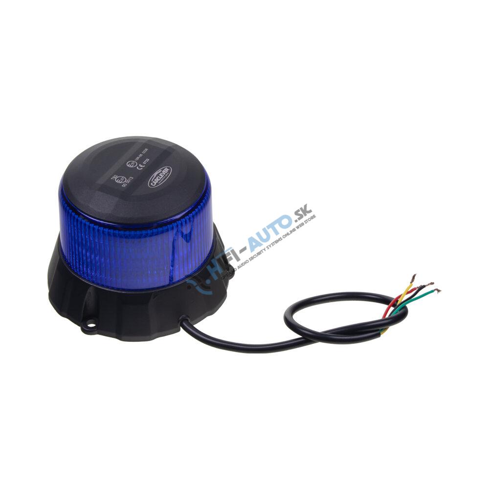 Robustný modrý LED maják, čierny hliník, 48W, ECE R65