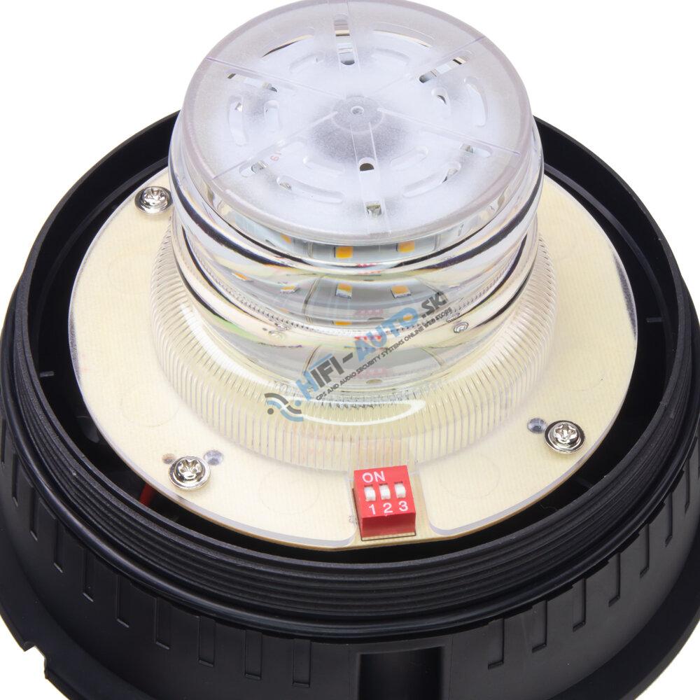 LED maják, 12-24V, 24xLED oranžový, pevná montáž, ECE R65