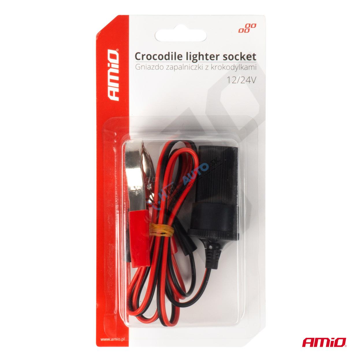 Adaptér do zásuvky zapaľovača cigariet s krokodílovým výstupom 12V 24V 100cm