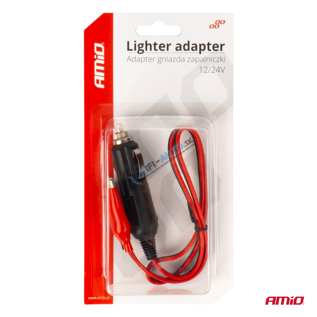 Adaptér do zásuvky zapaľovača s krokodílovým výstupom 12V 24V 60cm