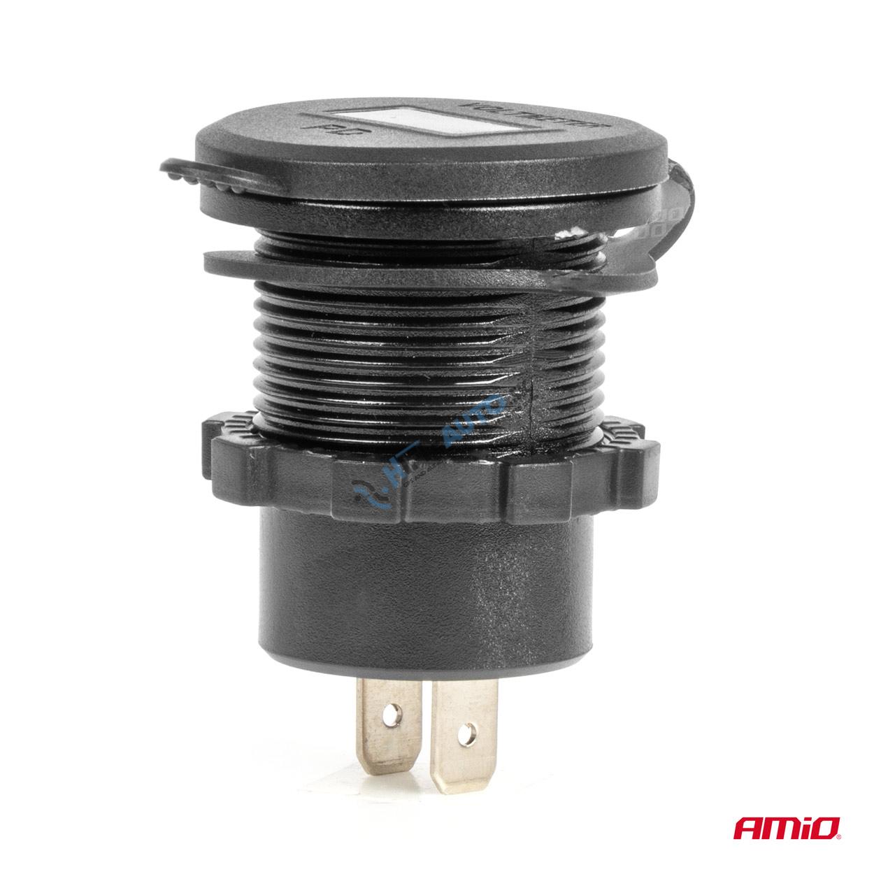 Vodotesná telefónna nabíjačka so spínačom ČERVENÝ LED indikátor Digitálny voltometer USB + USB C QC3.0 12/24V