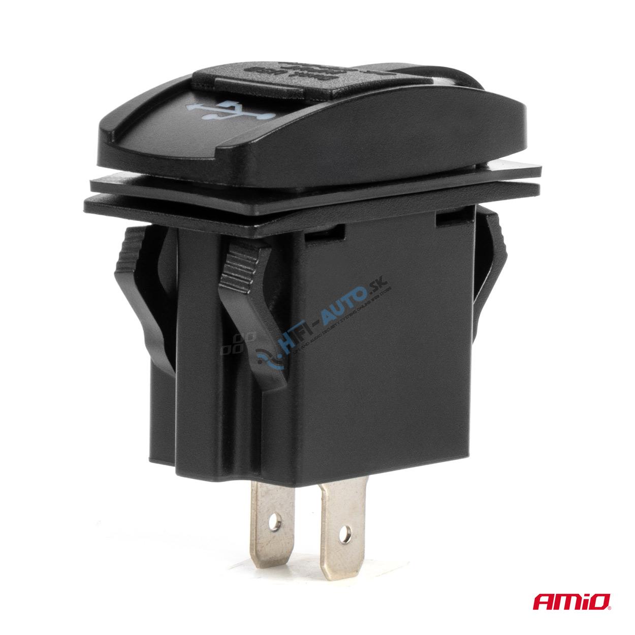 Vodotesná nabíjačka na telefón v tvare lode s ČERVENÝM LED podsvietením 2xUSB 12/24V