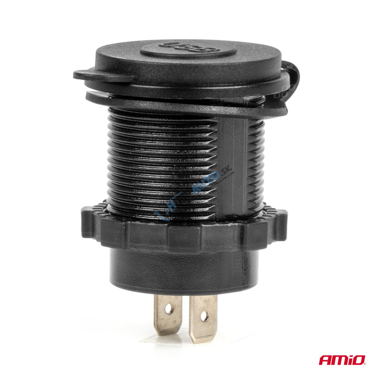 Vodotesná nabíjačka na telefón s MODRÝM LED podsvietením 2xUSB QC3.0 12/24V