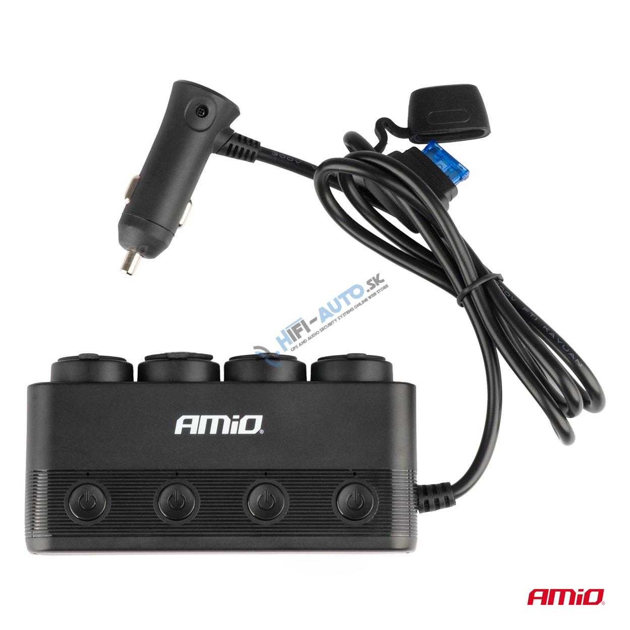 Štvornásobná predlžovacia zásuvka PD30W QC3.0 12/24V max 216W