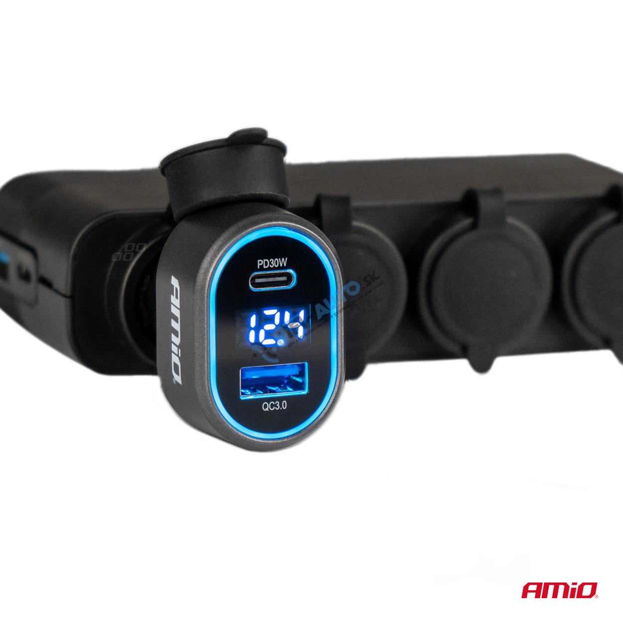 Rýchla autonabíjačka s napäťovým LED displejom 3.0 PD30W