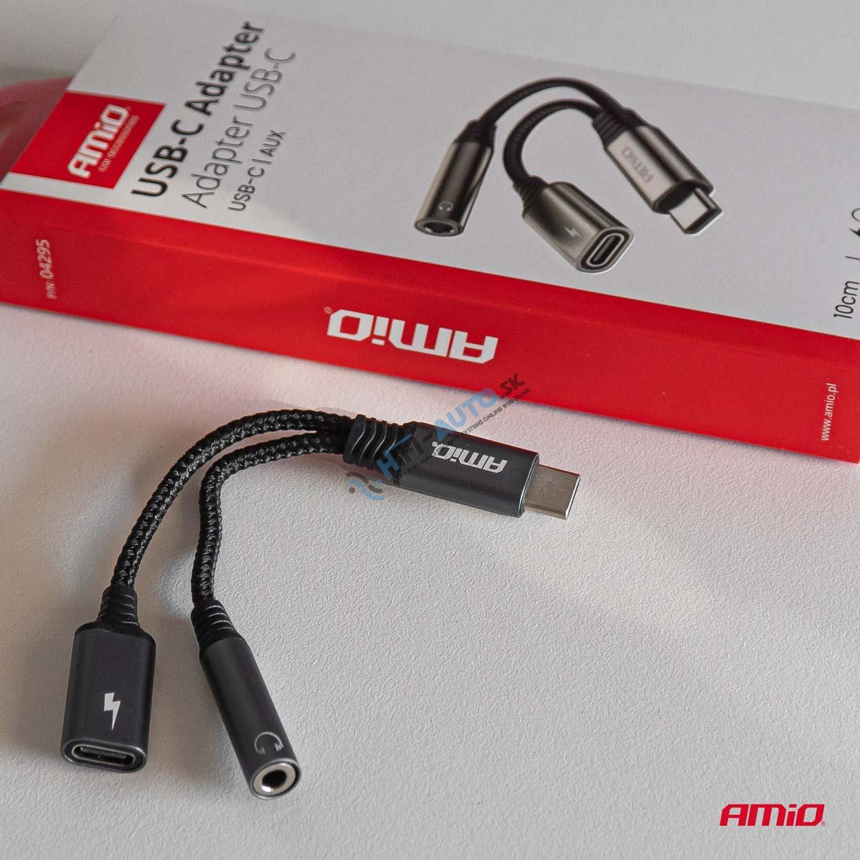 Adaptér USB-C rozdeľovací na USB-C + Mini-Jack 3,5 mm 10 cm