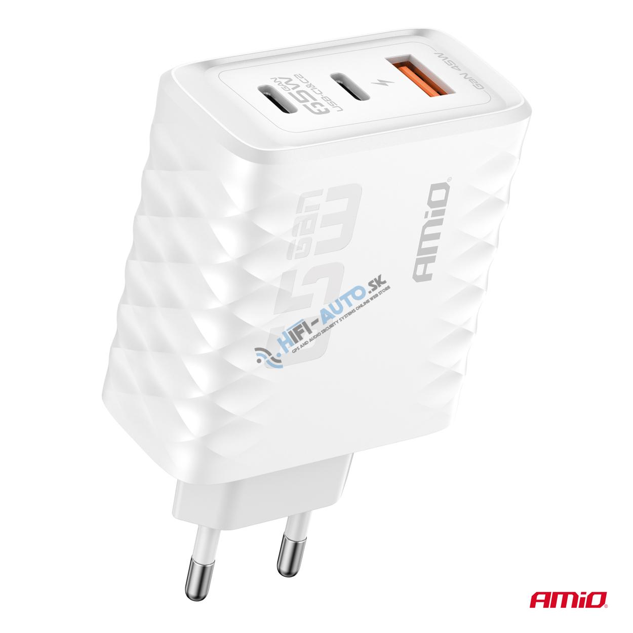 Sieťová nabíjačka Quick Charge 65W USB-A + 2xUSB-C 