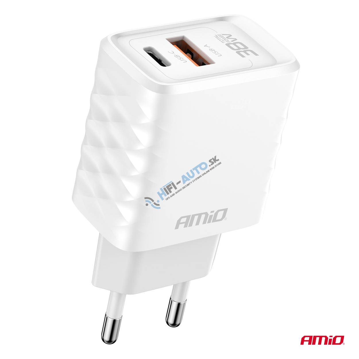 Sieťová nabíjačka Quick Charger GaN 38W USB-A + USB-C