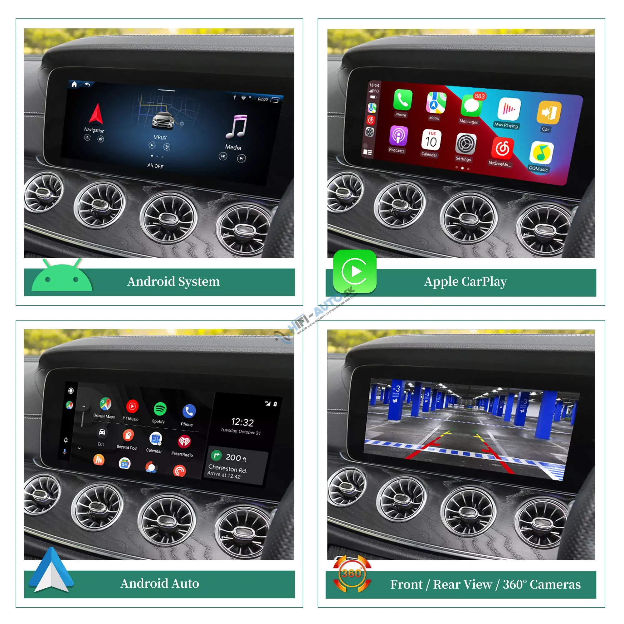 Android Auto + CarPlay + Android pre Mercedes CLS, E, G, S, 