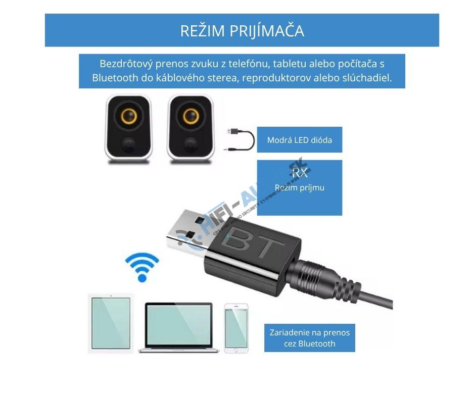 2 v 1 USB Bluetooth 5.0 adaptér – prijímač a vysielač