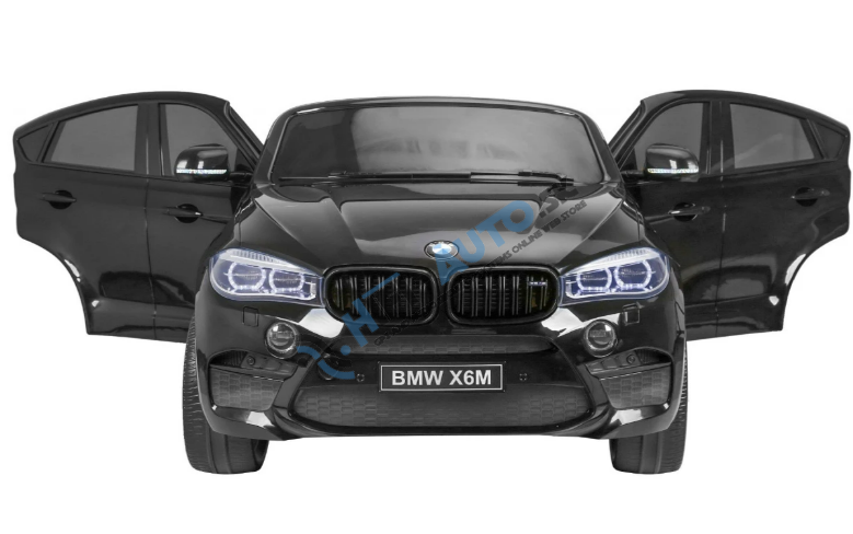 BMW X6M XXL pre 2 deti Čierne SUV + Diaľkové ovládanie + Ekokoža