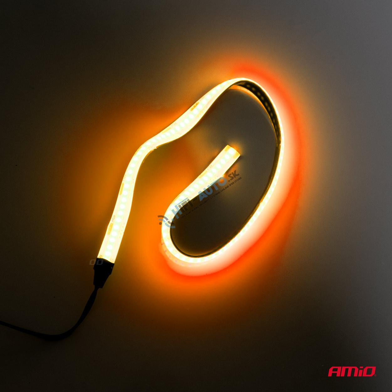 COB LED pásiky do auta oranžové 2x30cm 12V