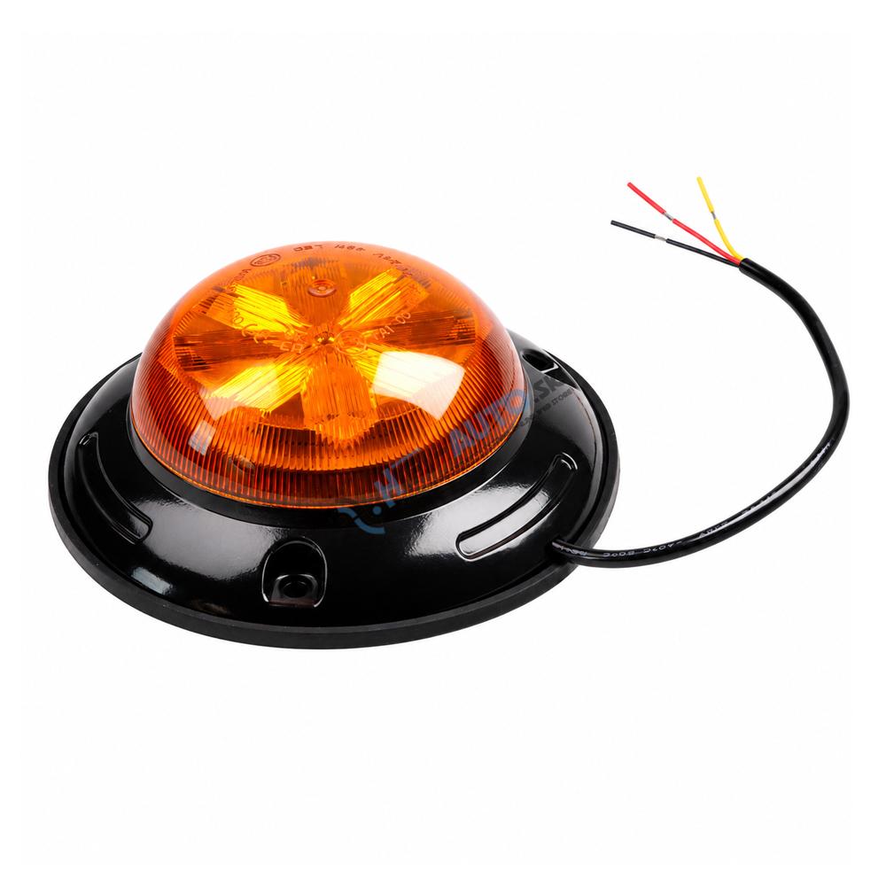 LED maják, 12-24V, 16x3W oranžový, pevná montáž, ECE R65