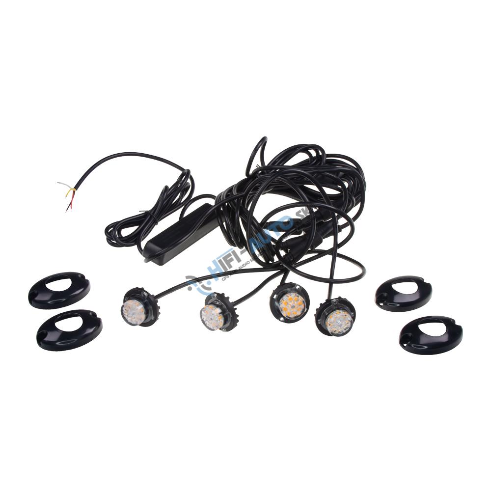 4x PROFI výstražné LED svetlo vonkajšie oranžové, 12-24V, ECE R65
