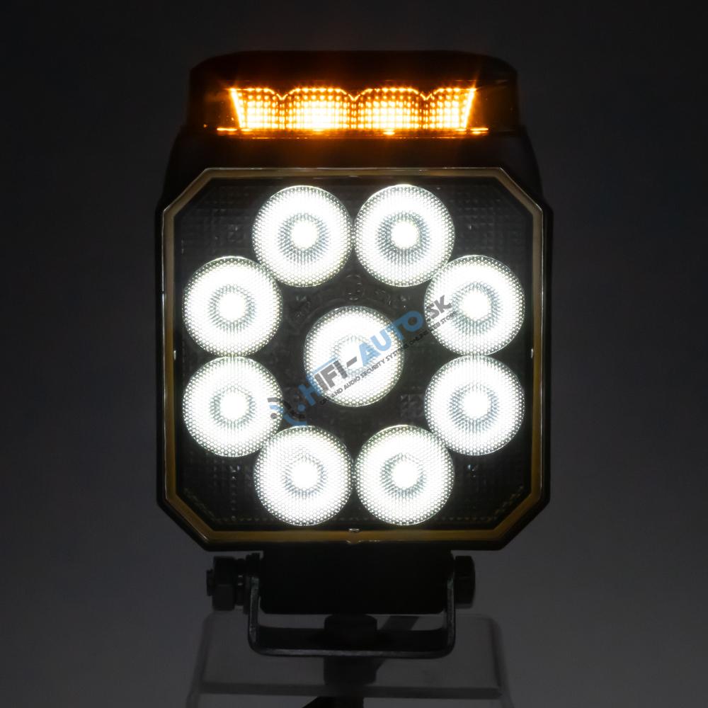 LED svetlo obdĺžnikové biele/oranžové, 14W, 101x127,6mm, ECE R65