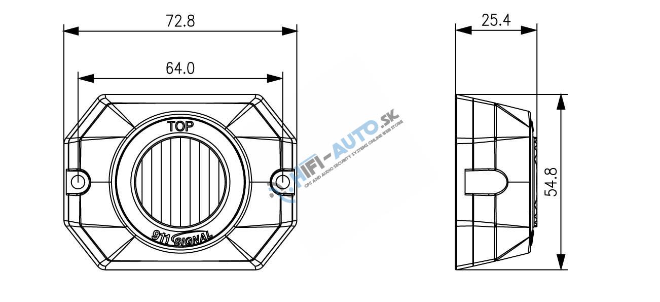 PROFI výstražné LED svetlo vonkajšie, 12-24V, modré, ECE R65