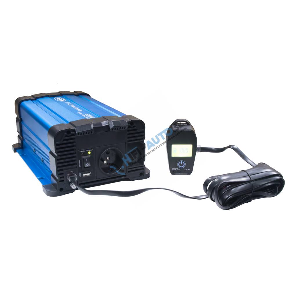 Sínusový menič napätia z 12/230V, 600W/diaľkové ovládanie s displejom