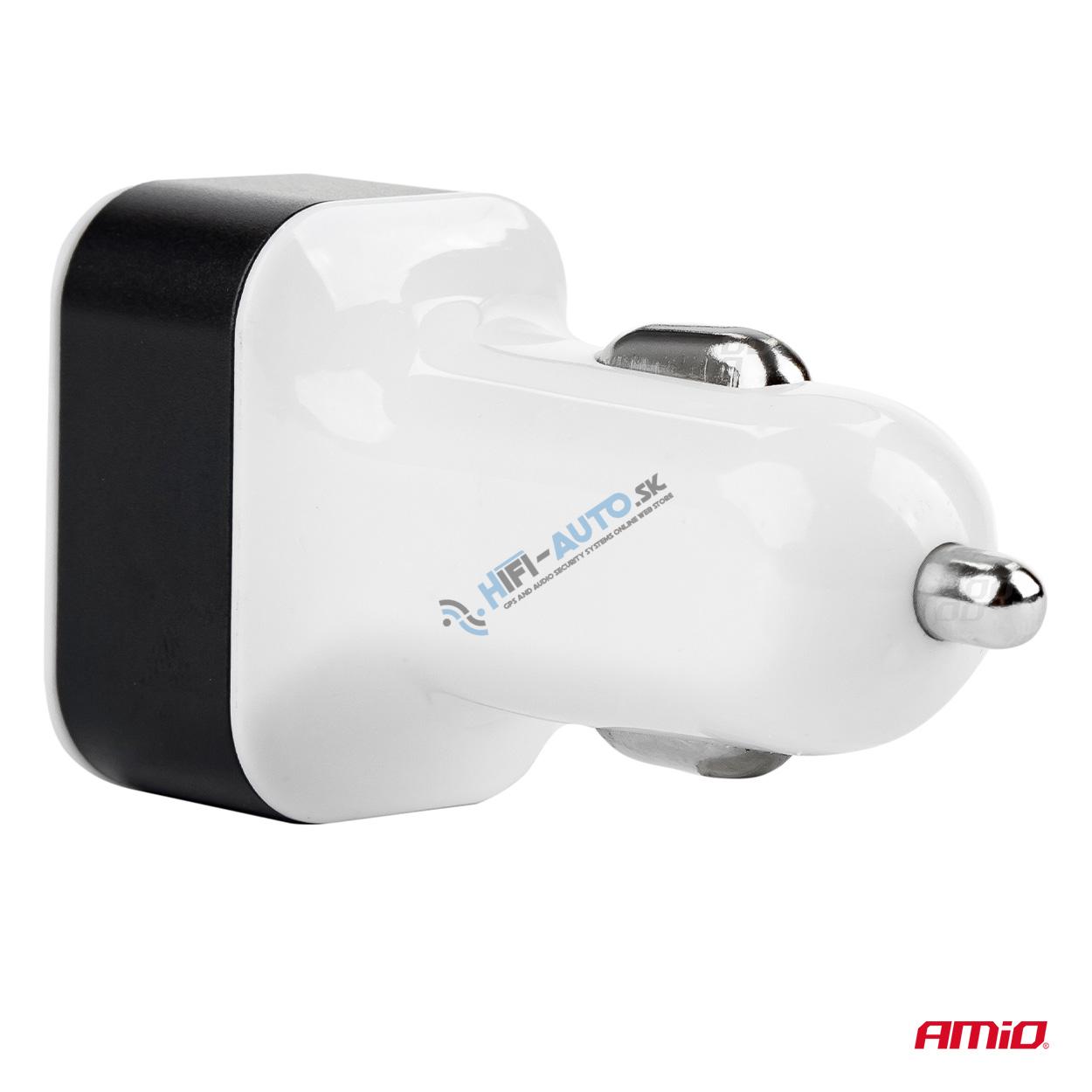 Autonabíjačka mobilného telefónu s 3xUSB biela PCH-03