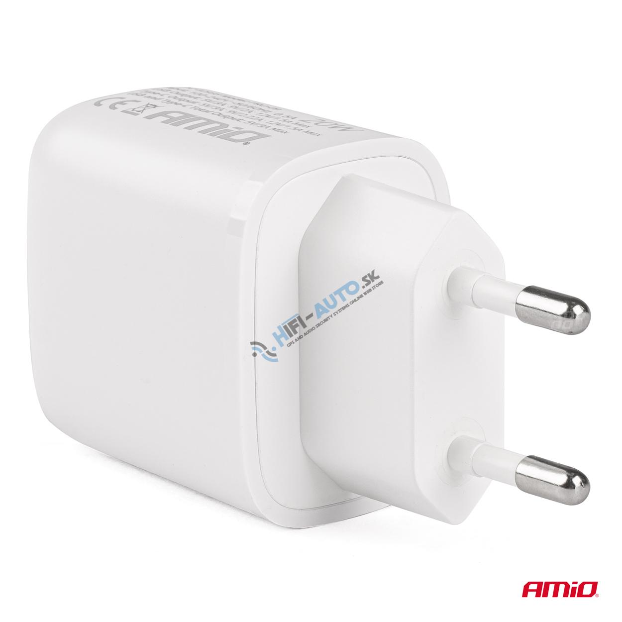 Sieťová nabíjačka PRO-09 USB+USB-C 20W Quick Charge 230V