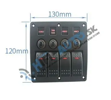 Panel s 4x spínačmi Rocker 12/24V