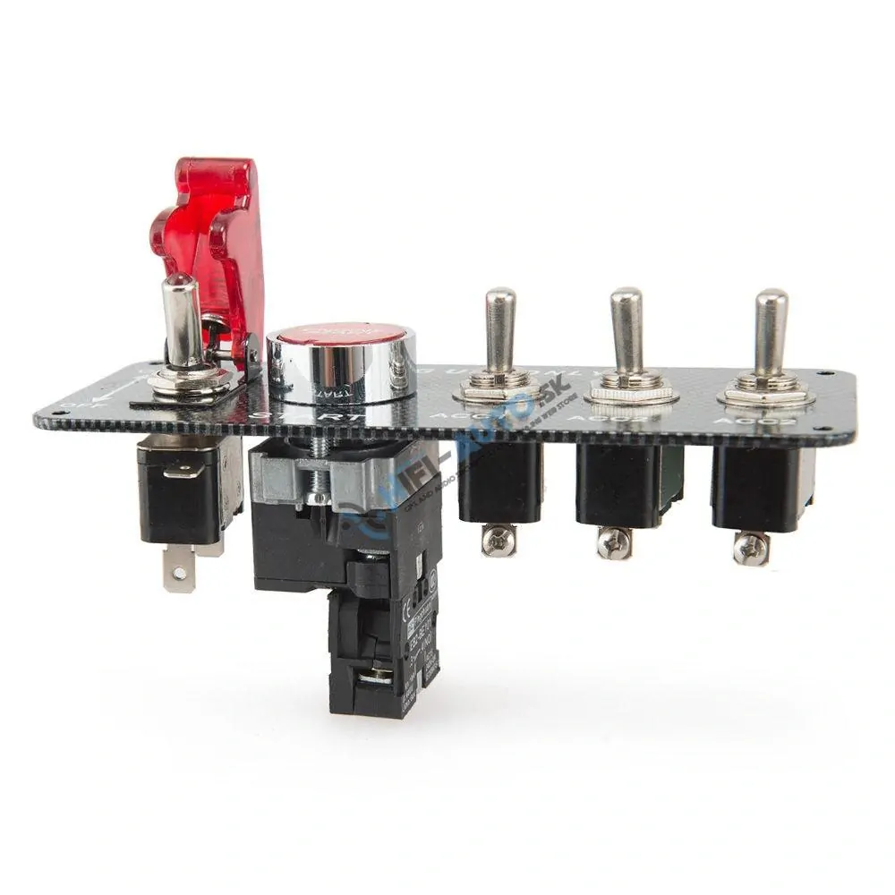 Panel s 4x spínačmi + tlačidlo ŠTART, 12V