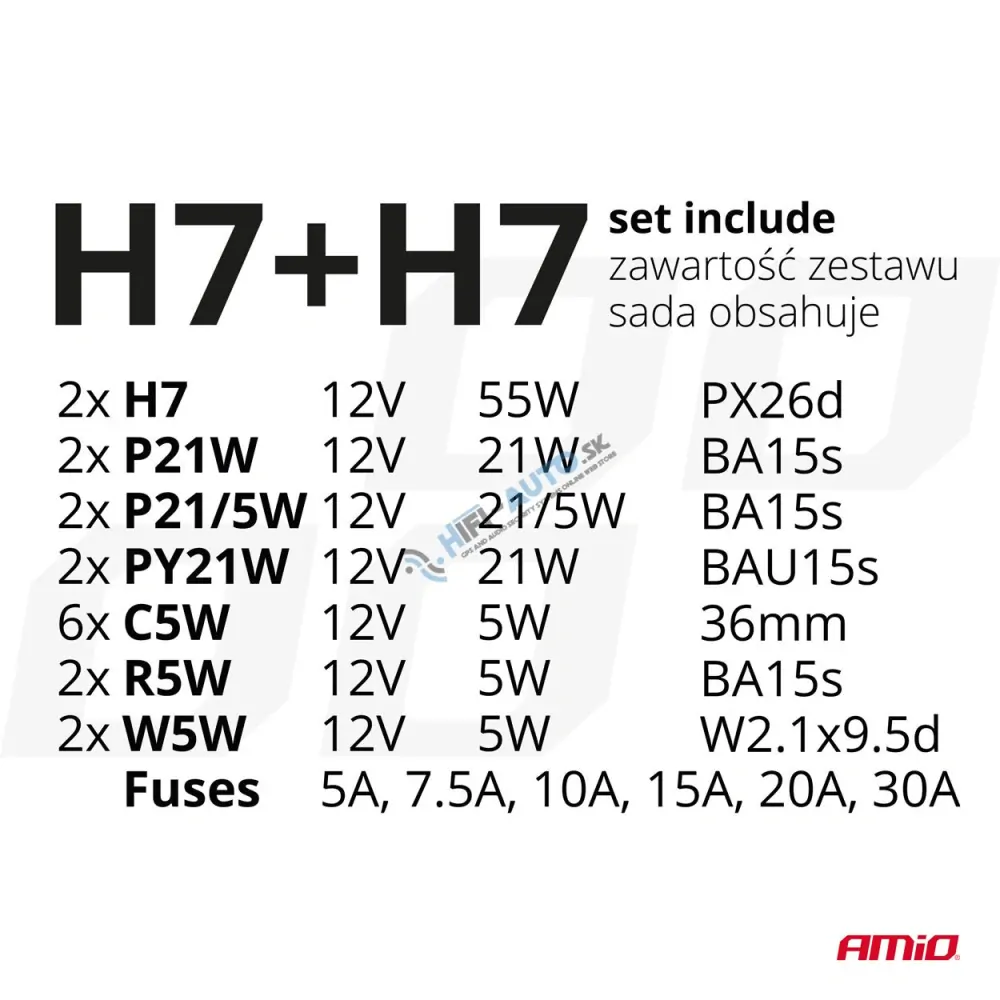 Sada halogénových žiaroviek 30ks (H7+H7)