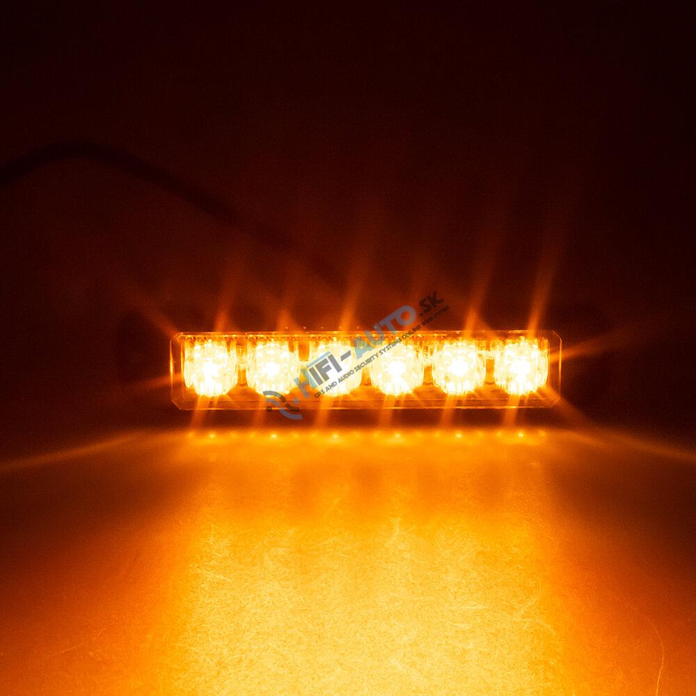 Predátor oranžový 6x1W, 12/24V, ECE R65