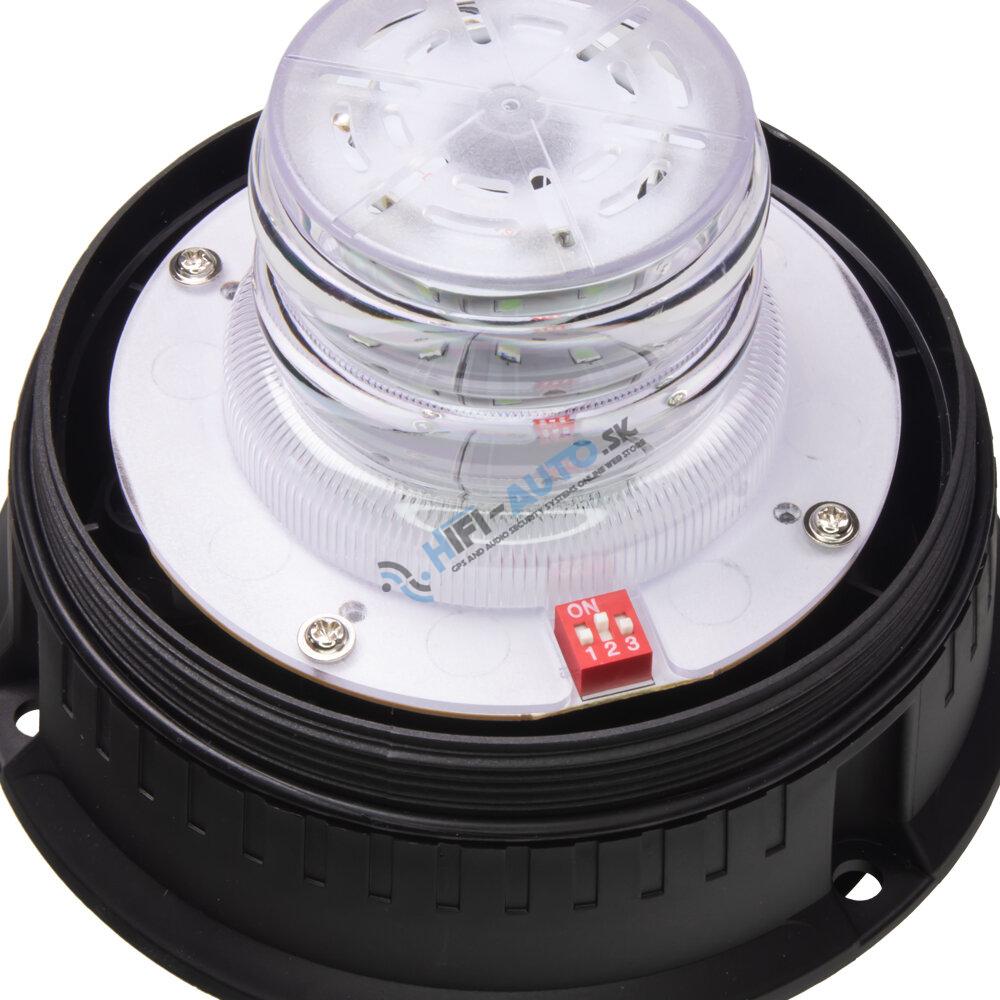 LED maják, 12-24V, 24xLED modrý, magnet, ECE R65