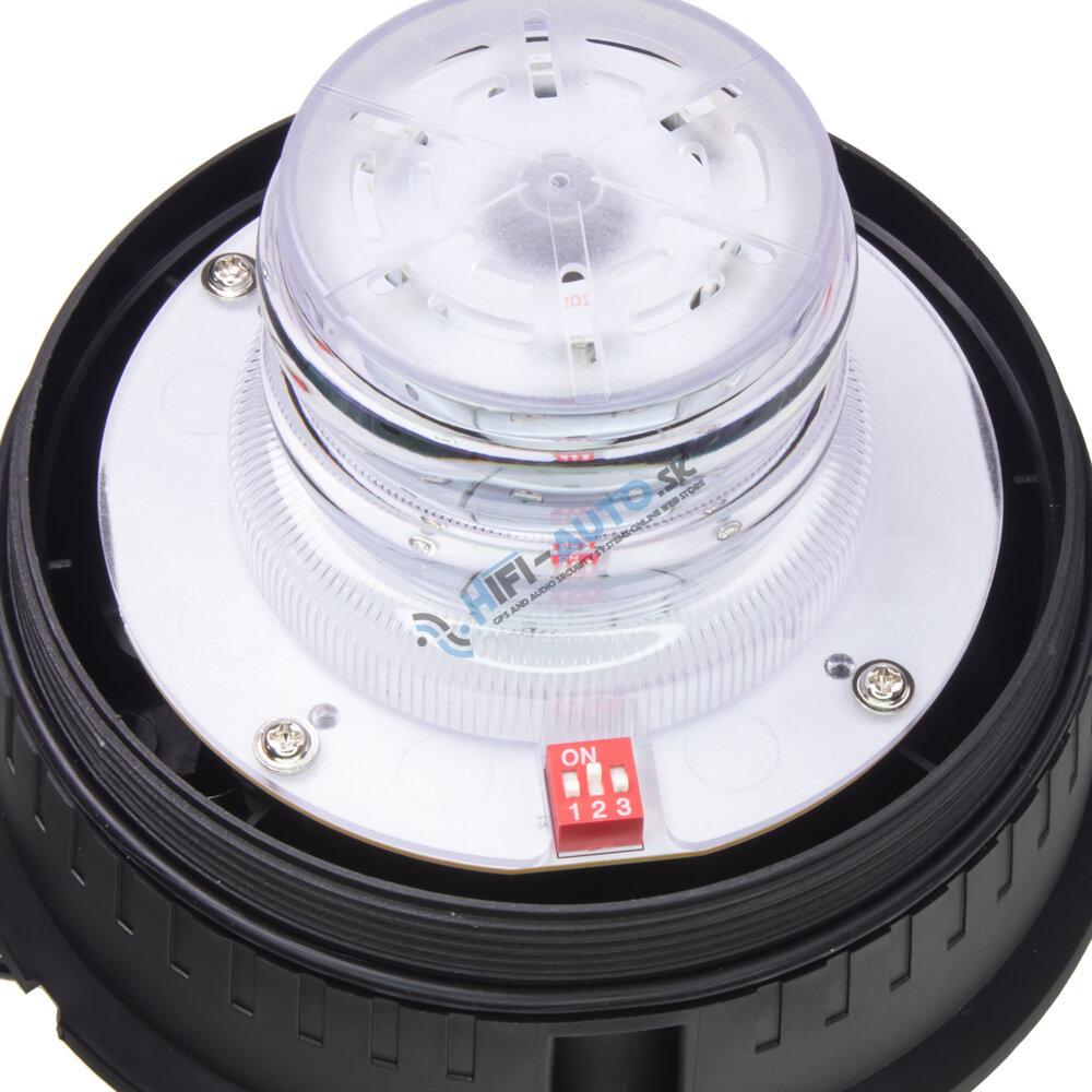 LED maják, 12-24V, 24xLED červený, magnet, ECE R65