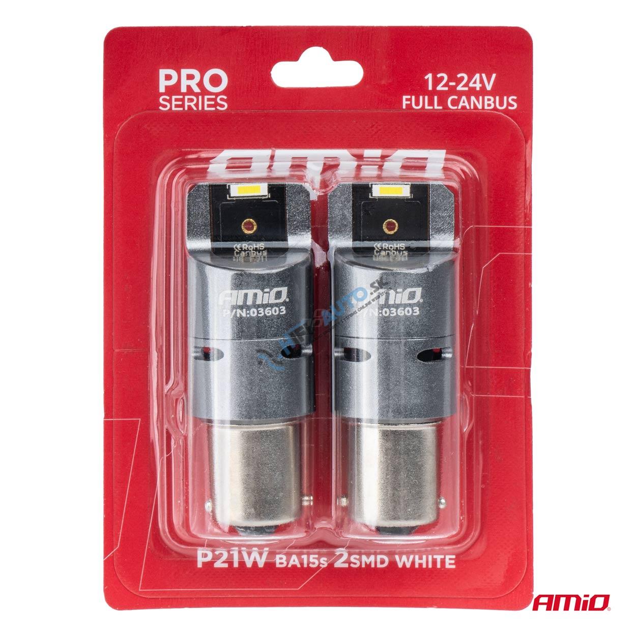 FULL CANBUS PRO BA15S P21W LED žiarovka 2x1860SMD biela 12V 24V 