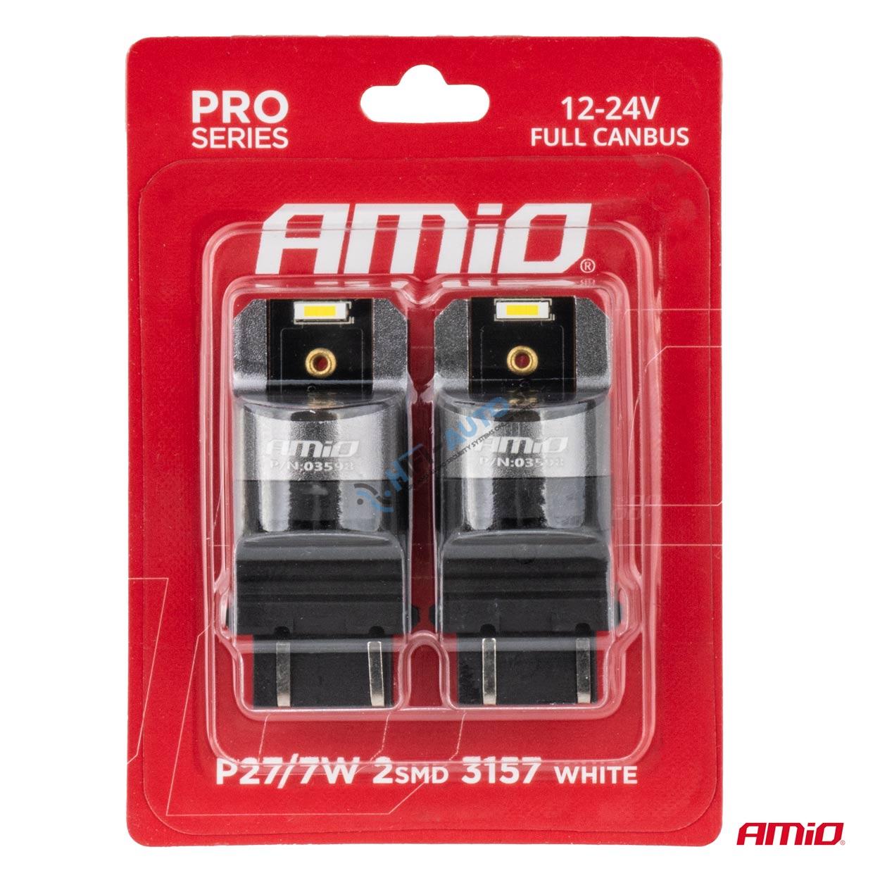 LED žiarovka FULL CANBUS PRO P27/7W 2x3157 SMD biele 12V 24V